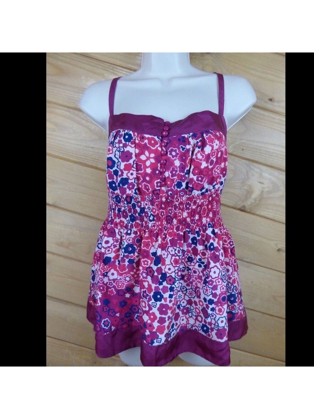 Odille Fuchsia Floral Silk Tunic Cami Ties Back 8 - Picture 7 of 10